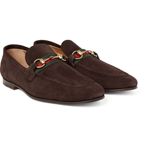 gucci mens brown suede loafers